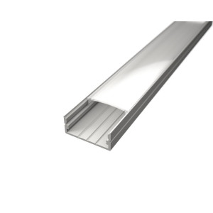 Alumínium LED profil SURFACE 3 fehér színű eloxált opál fedővel