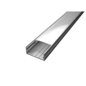 Alumínium LED profil SURFACE 3 ezüst színű eloxált opál fedővel