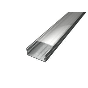 Alumínium LED profil SURFACE 3 ezüst színű eloxált víztiszta fedővel