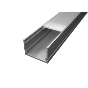 Aluminium LED profil SURFACE 7 ezüst színű eloxált opál fedővel