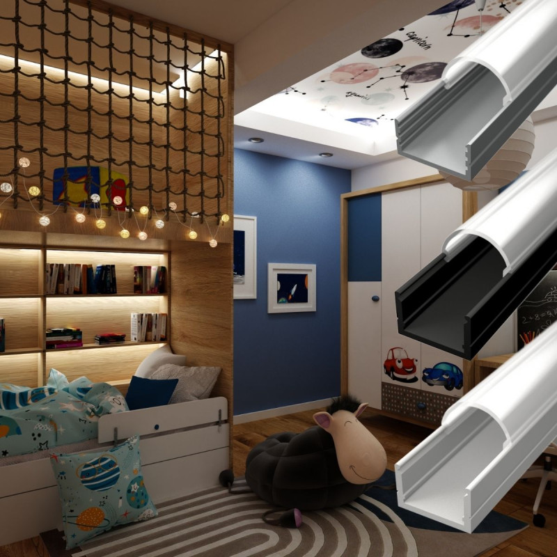 Alumínium LED szalag "U" profil SF8W (SZxM 19.8x10.1mm) fehér eloxált fedő nélkül