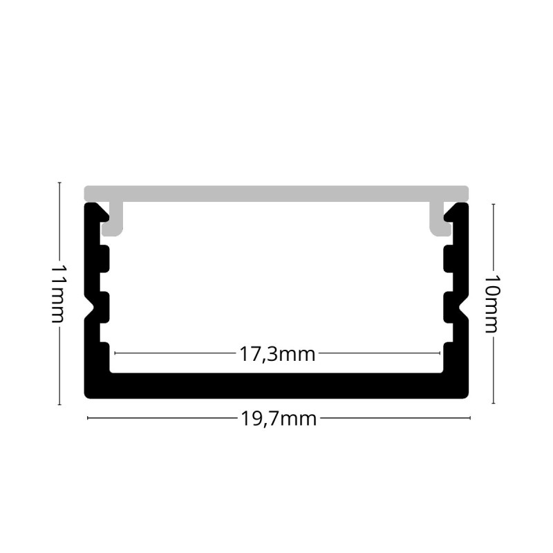 Alumínium LED szalag "U" profil SF8W (SZxM 19.8x10.1mm) fehér eloxált fedő nélkül