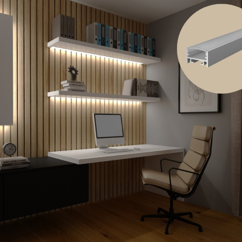 U alakú SF11 LED szalag profil ezüst eloxált opál fedővel (16.6x10.6mm)