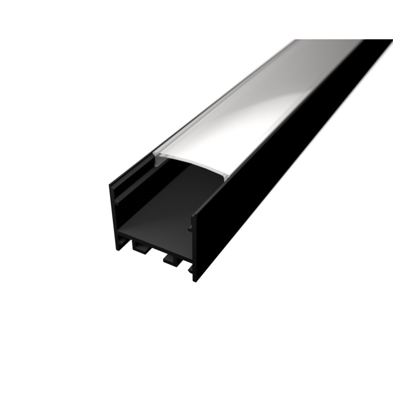 U alakú SF12B LED szalag profil fekete eloxált víztiszta fedővel (23.4x20mm)