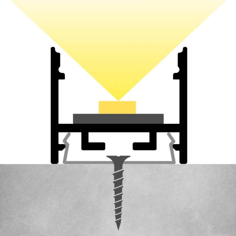 U alakú SF12W LED szalag profil fehér eloxált opál fedővel (23.4x20mm)