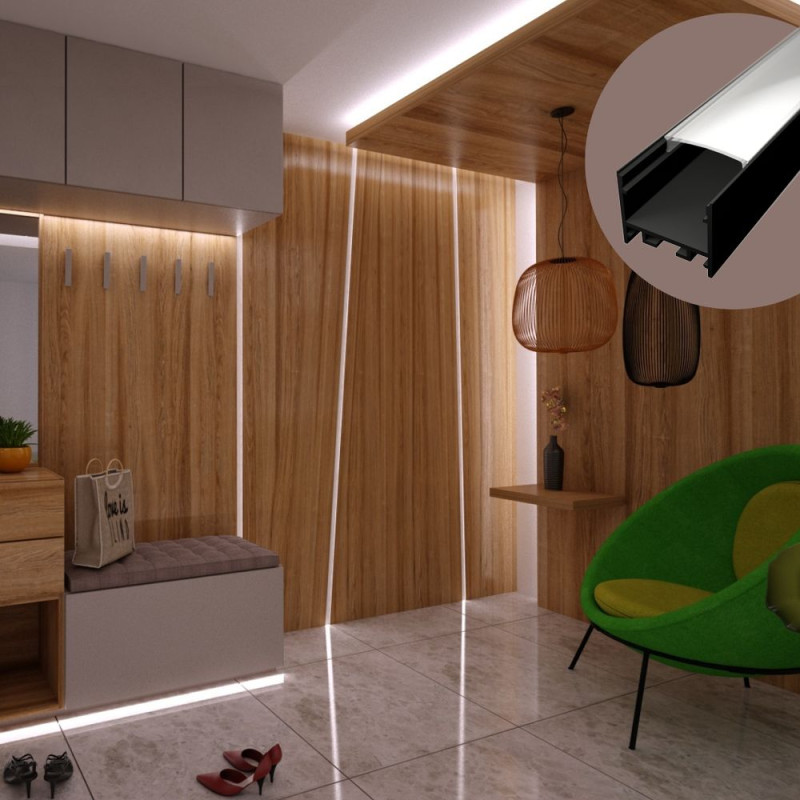 U alakú SF12W LED szalag profil fehér eloxált opál fedővel (23.4x20mm)