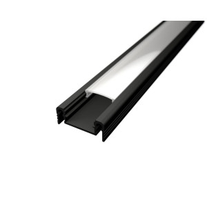 U alakú SF13 LED szalag profil fekete eloxált opál fedővel (24x10mm)