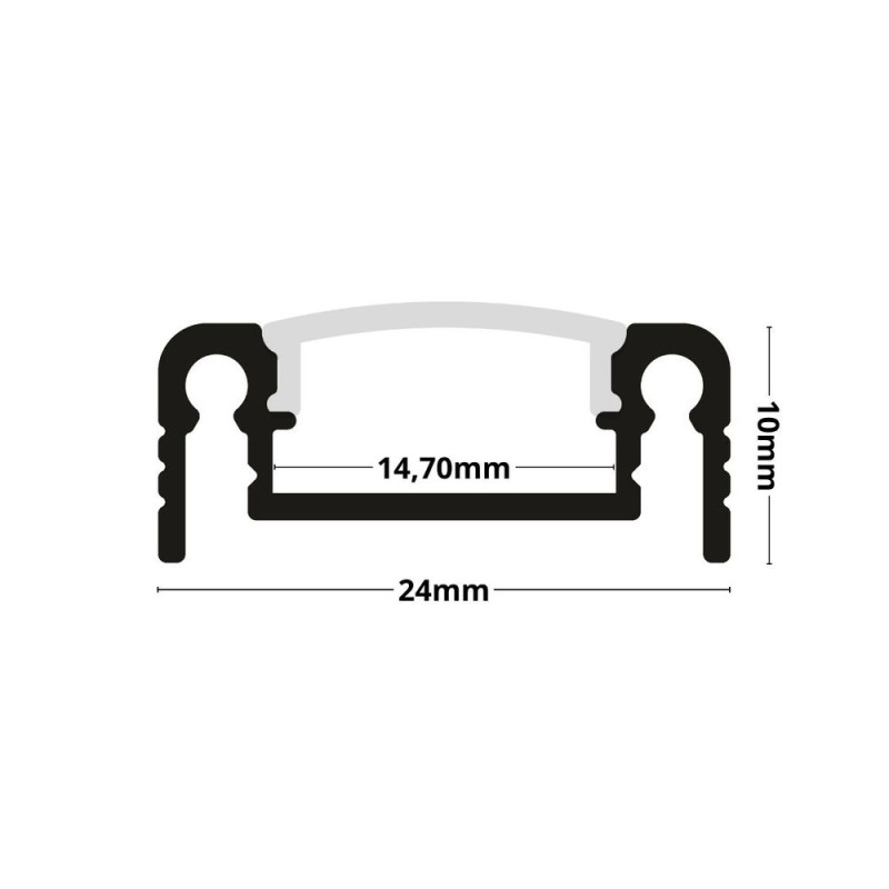 U alakú SF13 LED szalag profil ezüst eloxált opál fedővel (24x10mm)