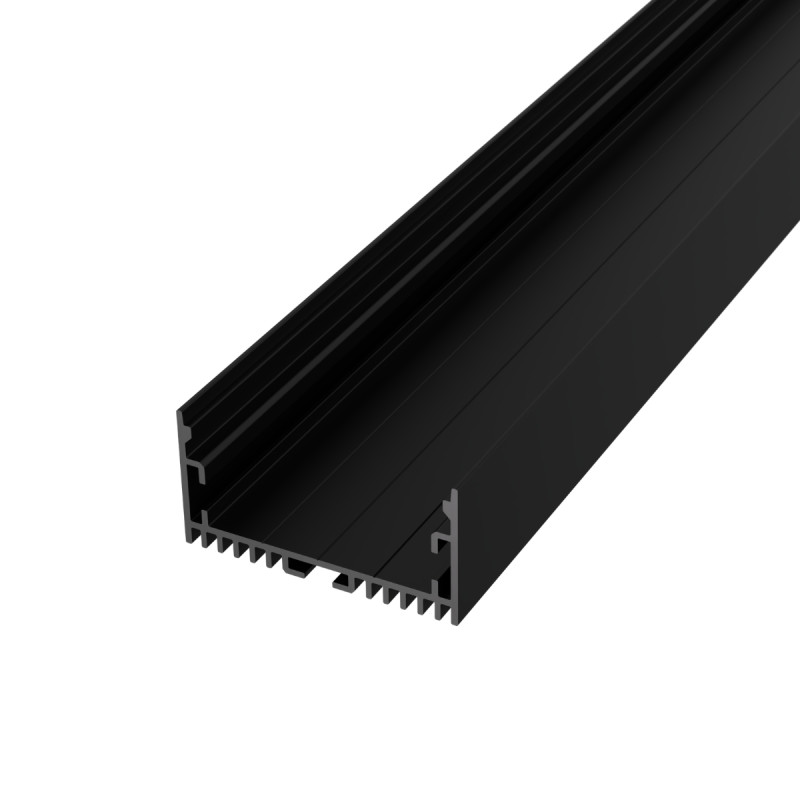 Falon kívüli alumínium LED szalag profil 49x25mm MAXI SF22B fekete eloxált, búra nélkül - HUGOLED