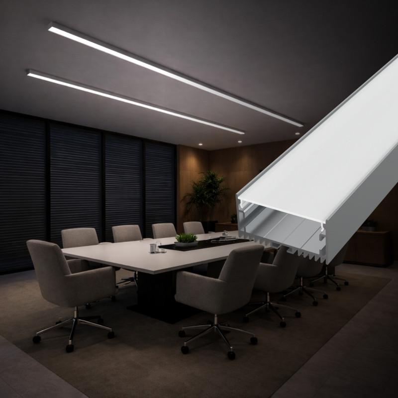 Falon kívüli alumínium LED szalag profil 49x25mm MAXI SF22S ezüst eloxált, búra nélkül - HUGOLED