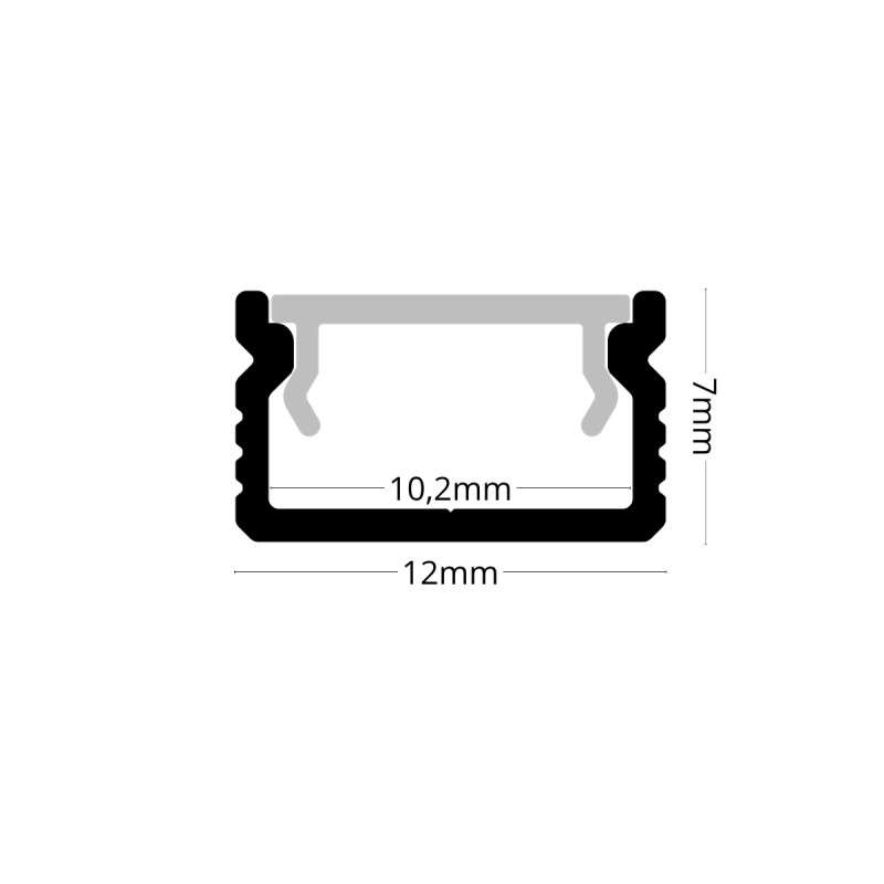 Falon kívüli alumínium LED szalag profil SF31S-O ezüst eloxált opál búrával 12x7mm - HUGOLED
