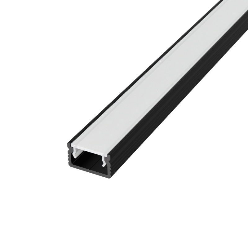 Falon kívüli alumínium LED szalag profil SF31B-O fekete eloxált opál búrával 12x7mm - HUGOLED
