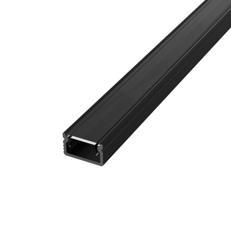 Falon kívüli alumínium LED szalag profil SF31B-T fekete eloxált átlátszó búrával 12x7mm - HUGOLED