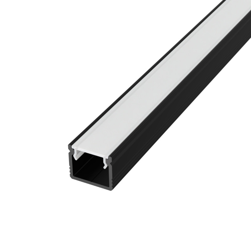 Falon kívüli alumínium LED szalag profil SF32B-O fekete eloxált opál búrával 12x10mm - HUGOLED