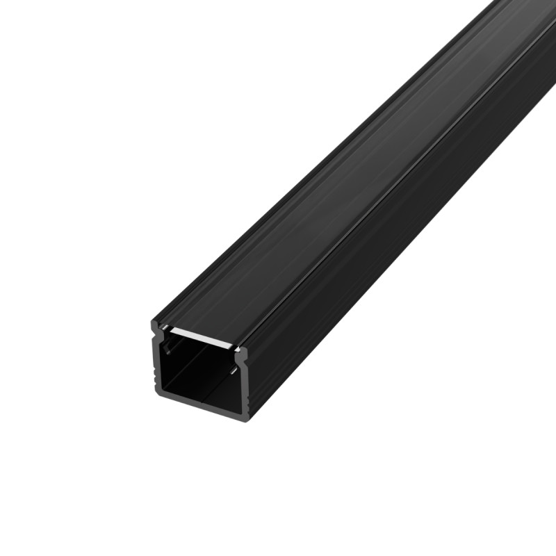 Falon kívüli alumínium LED szalag profil SF32B-T fekete eloxált átlátszó búrával 12x10mm - HUGOLED