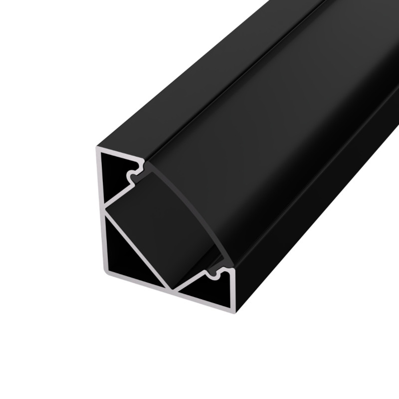 Aluminium sarok LED profil  CR1B, fekete, fekete fedővel