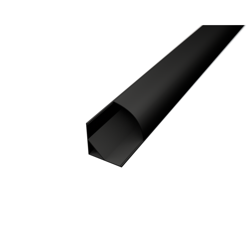 LEDPROFILES Alumínium sarok LED profil LP202B fekete eloxált fekete fedővel