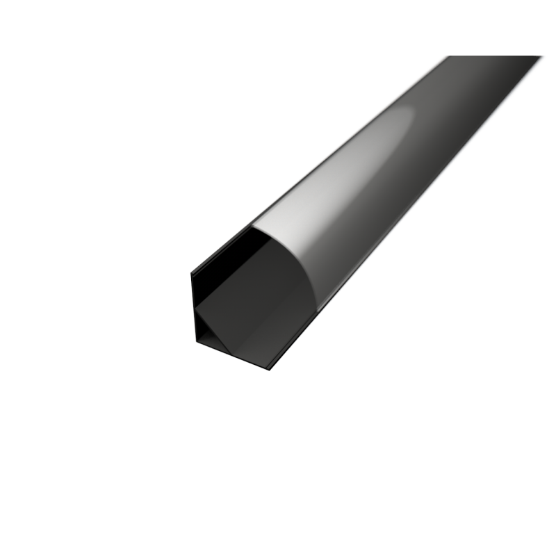 LEDPROFILES Alumínium sarok LED profil LP202B fekete eloxált transzparens átlátszó fedővel