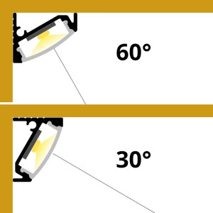 LED Szalag Sarokprofil CR6 30°/60° Alumínium Eloxált Ezüst - Fedél nélkül