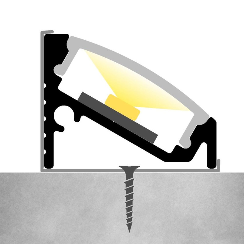 LED Szalag Sarokprofil CR6 30°/60° Alumínium Eloxált Fekete - Fedél nélkül