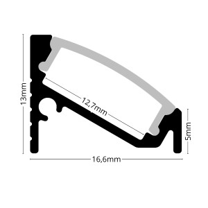 Sarok alumínium LED szalag profil C6CH-O pezsgő arany eloxált 16.6x13mm 30-60 fokos Opál búrával - HUGOLED
