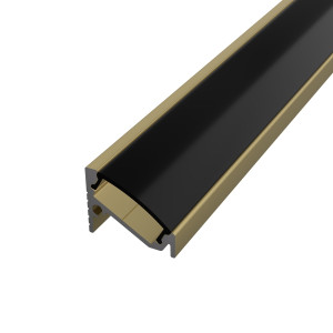 Sarok alumínium LED szalag profil C6CH-B pezsgő arany eloxált 16.6x13mm 30-60 fokos Fekete búrával - HUGOLED