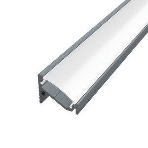 Sarok alumínium LED szalag profil C6GR-O antracit eloxált 16.6x13mm 30-60 fokos Opál búrával - HUGOLED