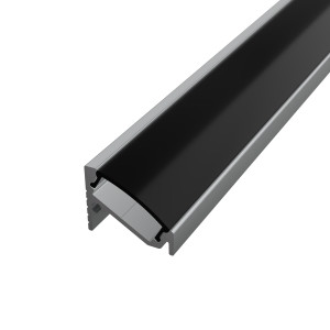 Sarok alumínium LED szalag profil C6GR-B antracit eloxált 16.6x13mm 30-60 fokos Fekete búrával - HUGOLED