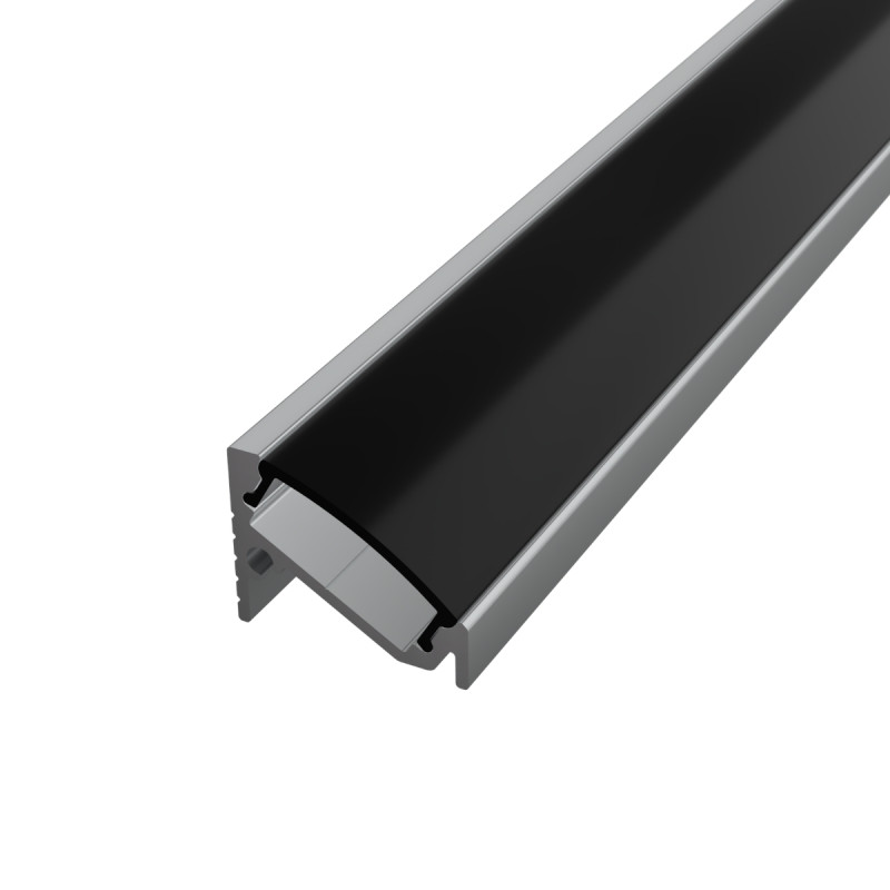 Sarok alumínium LED szalag profil C6GR-B antracit eloxált 16.6x13mm 30-60 fokos Fekete búrával - HUGOLED