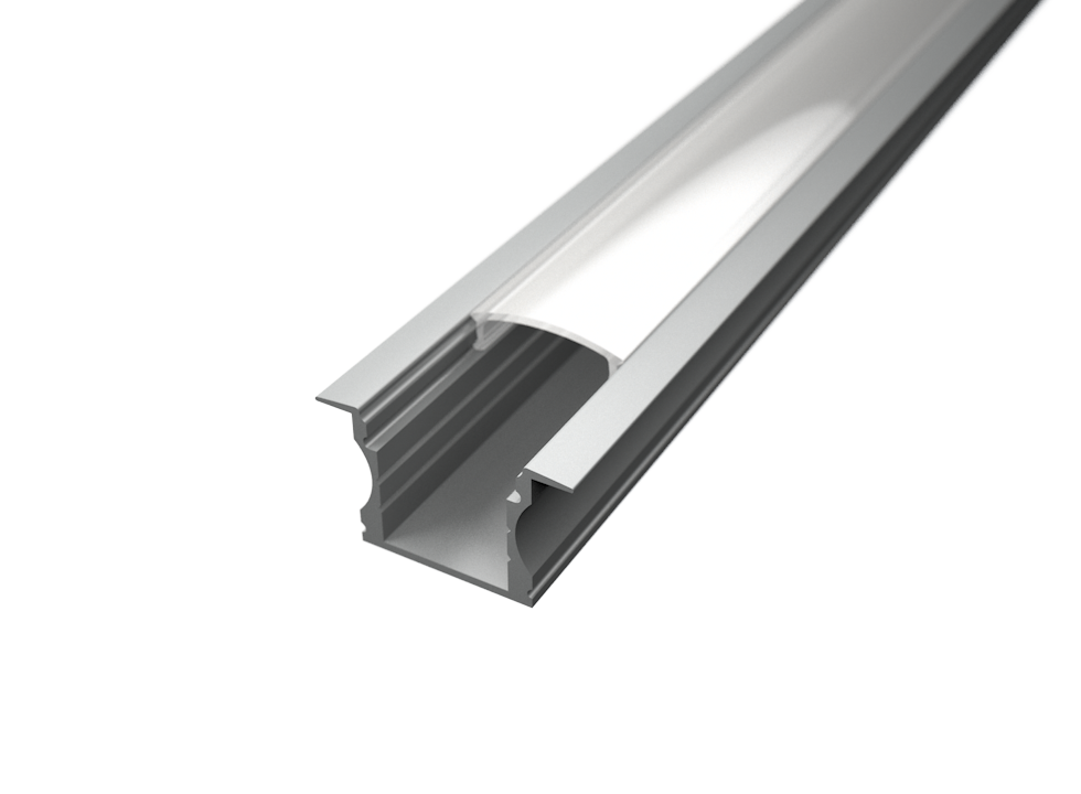 Süllyeszett Aluminium LED profil RC2 ezüst színű eloxált opál fedővel
