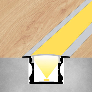 Süllyeszett Aluminium LED profil RC2 ezüst színű eloxált opál fedővel