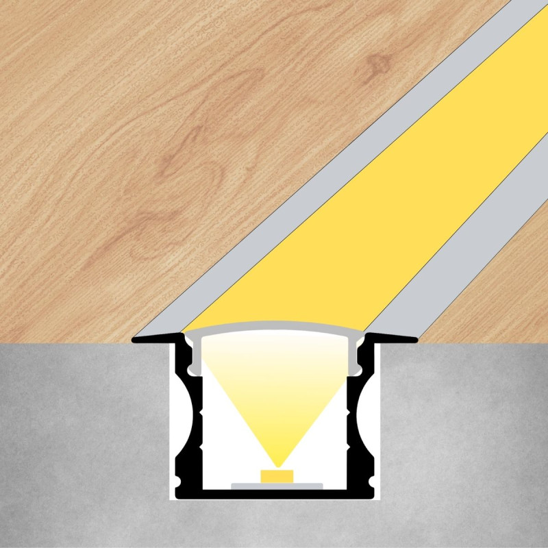 Süllyeszett Aluminium LED profil RC2 ezüst színű eloxált opál fedővel