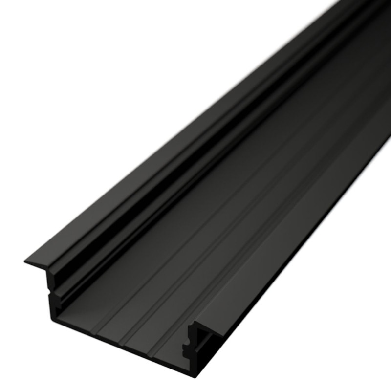 Süllyesztett alumínium LED szalag profil R3 (SzxM 30.3x9.75mm) fekete eloxált fedő nélkül