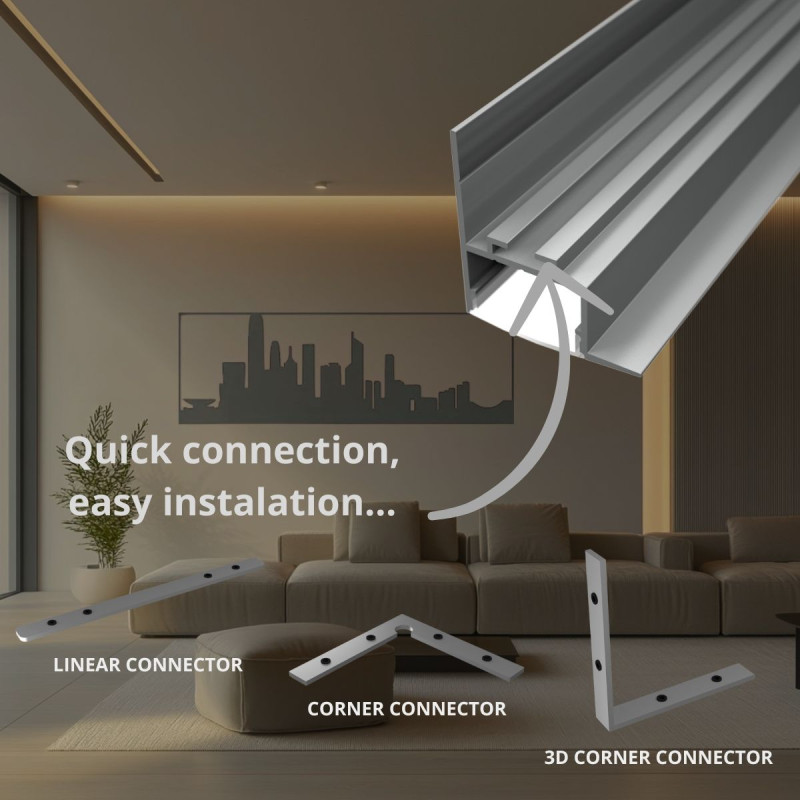 Homlokzat világító Alumínium LED szalag profil R7 (SZxM 35.5x45mm) álmennyezethez ezüst eloxált fedő nélkül