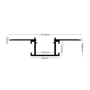 Aluminium gipszkartonba süllyeszthető LED profil R9 ezüst színű eloxált opál fedővel