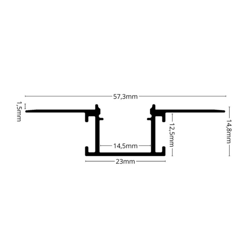 Aluminium gipszkartonba süllyeszthető LED profil R9 ezüst színű eloxált opál fedővel