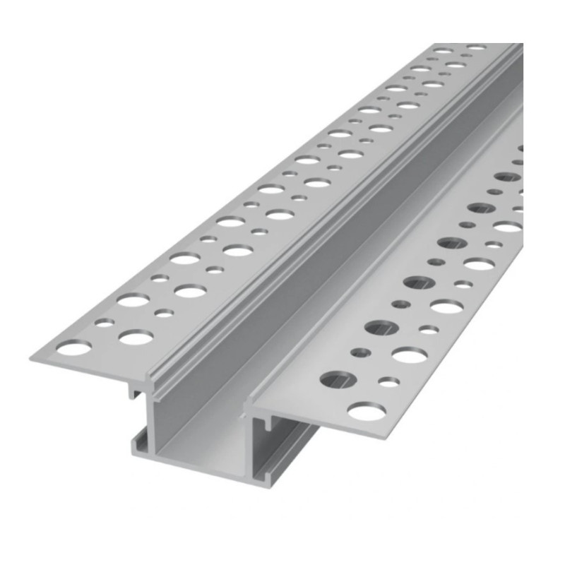 Aluminium gipszkartonba süllyeszthető LED profil R9 ezüst színű eloxált opál fedővel