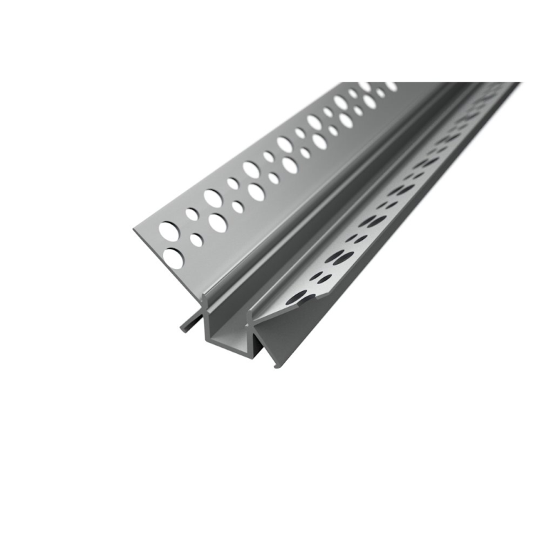 Gipszkartonba süllyeszthető Alumínium LED szalag profil R10 negatív sarok ezüst eloxált fedő nélkül