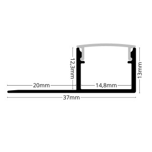Alumínium LED profil hidegburkolathoz opál fedővel R13 ezüst színű