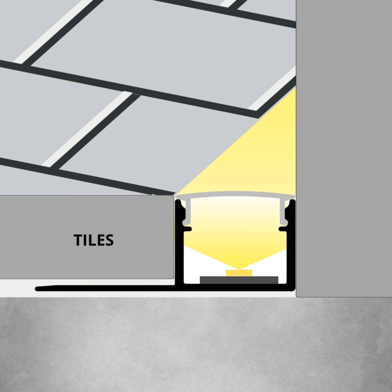 Alumínium LED profil hidegburkolathoz opál fedővel R13 ezüst színű