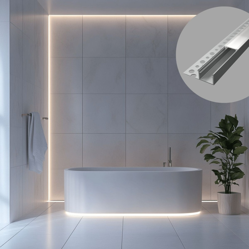 Alumínium LED profil hidegburkolathoz opál fedővel R13 ezüst színű