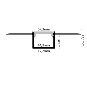 Flexibilis gipszkarton alumínium LED szalag profil R14 (SzxM 57.3x13.1mm) eloxált ezüst fedő nélkül