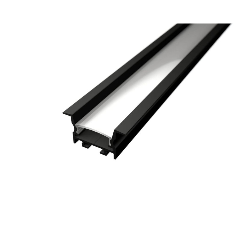Süllyesztett R16B LED szalag profil fekete eloxált opál fedővel ANTI GLARE DESIGN