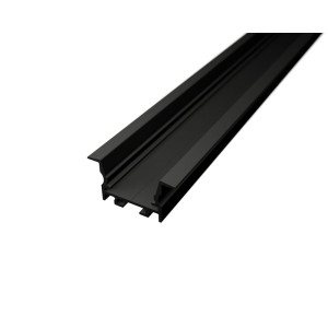 Süllyesztett R16B LED szalag profil fekete eloxált fekete fedővel ANTI GLARE DESIGN