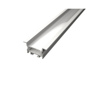 Süllyesztett R16 LED szalag profil ezüst eloxált opál fedővel ANTI GLARE DESIGN