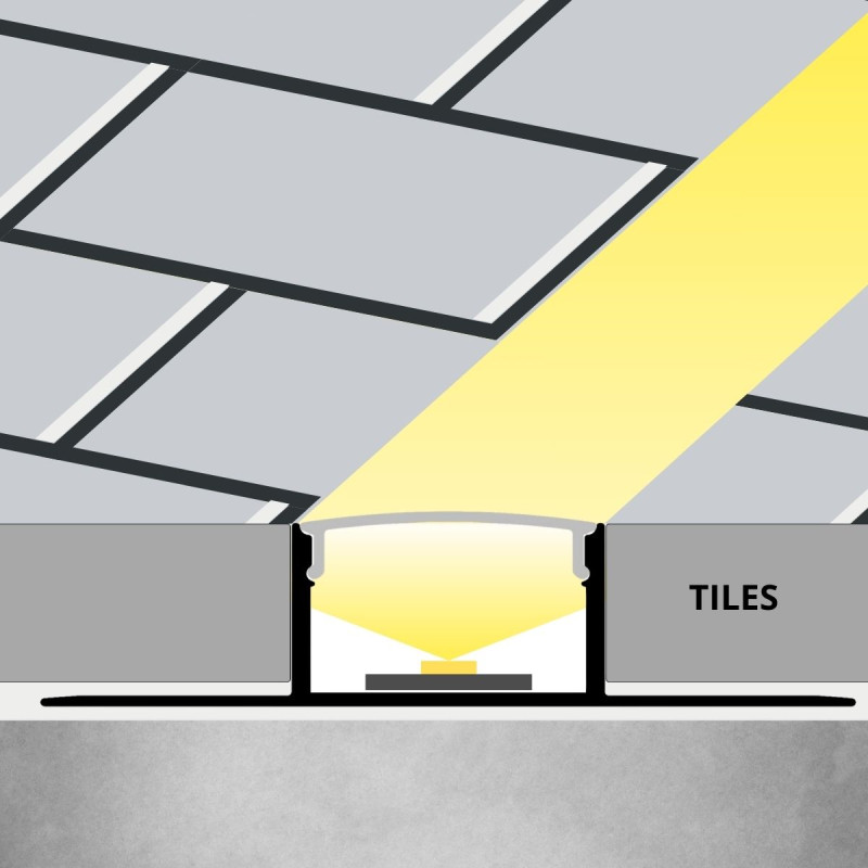 Süllyesztett R17 LED szalag profil csempéhez és padlólaphoz - hidegburkolati világítás