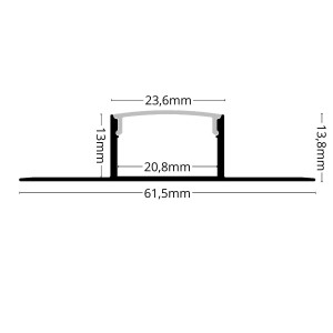 Süllyesztett R17 LED szalag profil csempéhez és padlólaphoz - hidegburkolati világítás