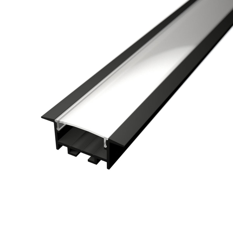 Süllyesztett R20 LED szalag profil gipszkartonhoz 35x14mm fekete eloxált
