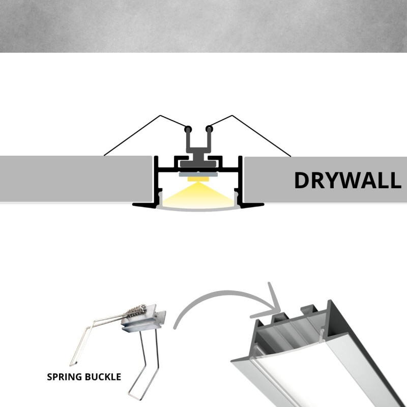 Süllyesztett R21 LED szalag profil gipszkartonhoz 35x17,7mm ezüst eloxált