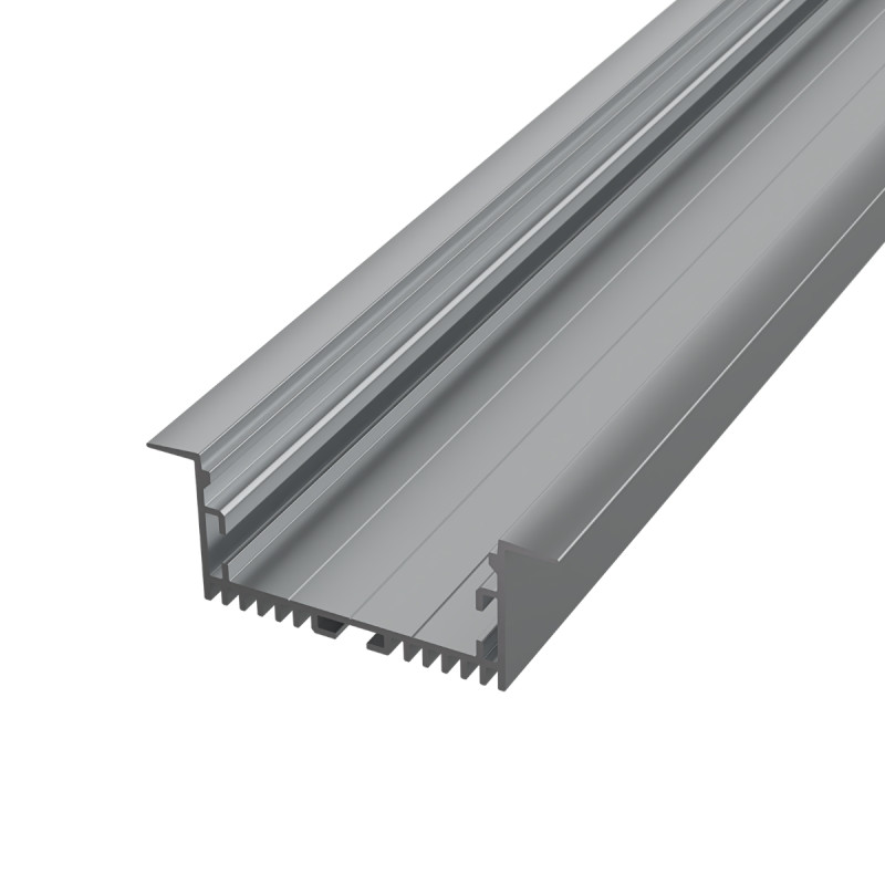 Süllyesztett alumínium LED szalag profil 49x25mm MAXI R22S ezüst eloxált, búra nélkül - HUGOLED